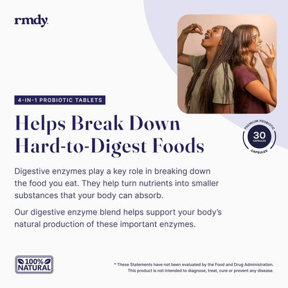 rmdy Constipation, Bloating, & Gas Relief | Relief from Diarrhea, & IBS | Probiotic for Digestive Health & Gut | 30 Capsules - Maple Wellness Supplements