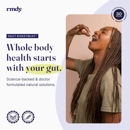 rmdy Constipation, Bloating, & Gas Relief | Relief from Diarrhea, & IBS | Probiotic for Digestive Health & Gut | 30 Capsules - Maple Wellness Supplements