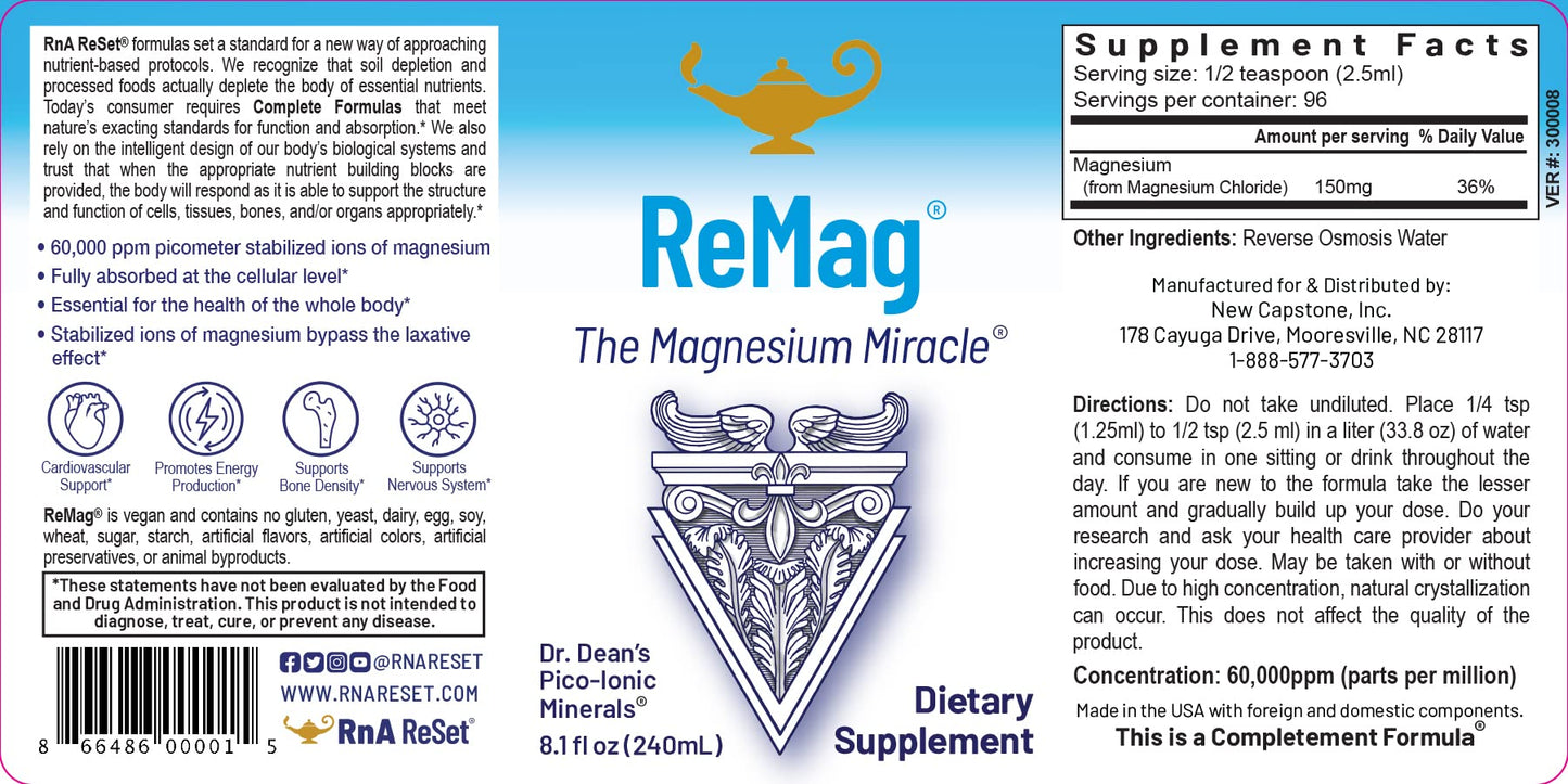 RnA ReSet ReMag & ReMyte – Liquid Magnesium and Multi-Mineral Supplement Bundle, 8.1 Fl Oz Each (2-Pack) NSF Certified - Maple Wellness Supplements