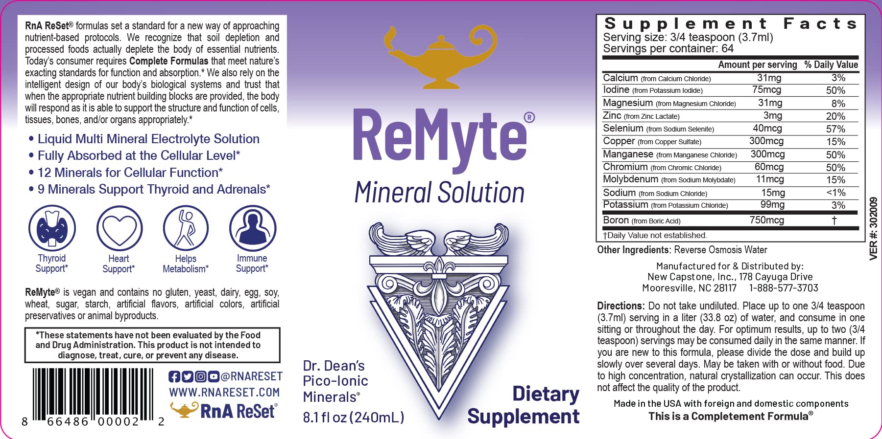 RnA ReSet ReMag & ReMyte – Liquid Magnesium and Multi-Mineral Supplement Bundle, 8.1 Fl Oz Each (2-Pack) NSF Certified - Maple Wellness Supplements