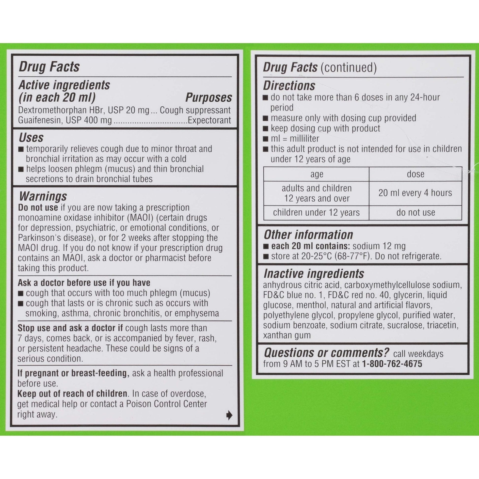Robitussin Adult Maximum Strength Cough + Chest Congestion DM Max (8 fl. oz. Bottle), Cough Suppressant & Expectorant, Raspberry Flavor - Maple Wellness Supplements