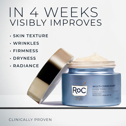 RoC Multi Correxion 5 in 1 Chest Neck Face Moisturizer Face Cream with SPF 30 for Visible Wrinkle and Neck Firming and Tightening - Maple Wellness Supplements