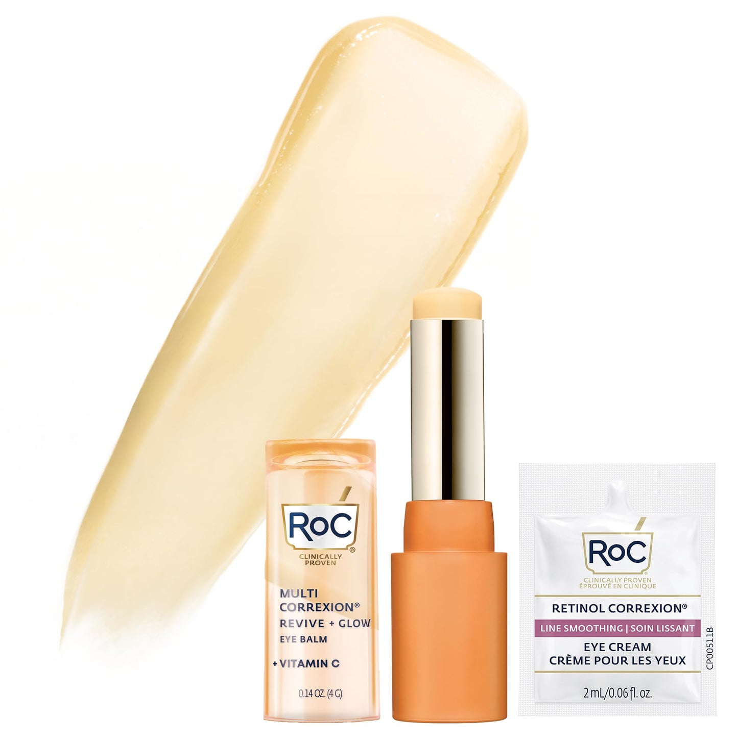 RoC Multi Correxion Revive + Glow Eye Balm with Vitamin C (0.14 oz) + Retinol Eye Cream Packette - Maple Wellness Supplements