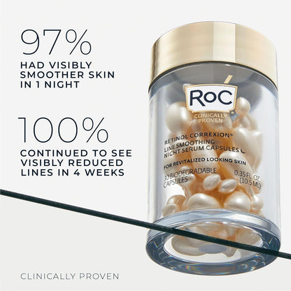 RoC Retinol Correxion Anti-Aging Wrinkle Night Serum, Retinol Serum for Face, Daily Treatment for Fine Lines - Maple Wellness Supplements