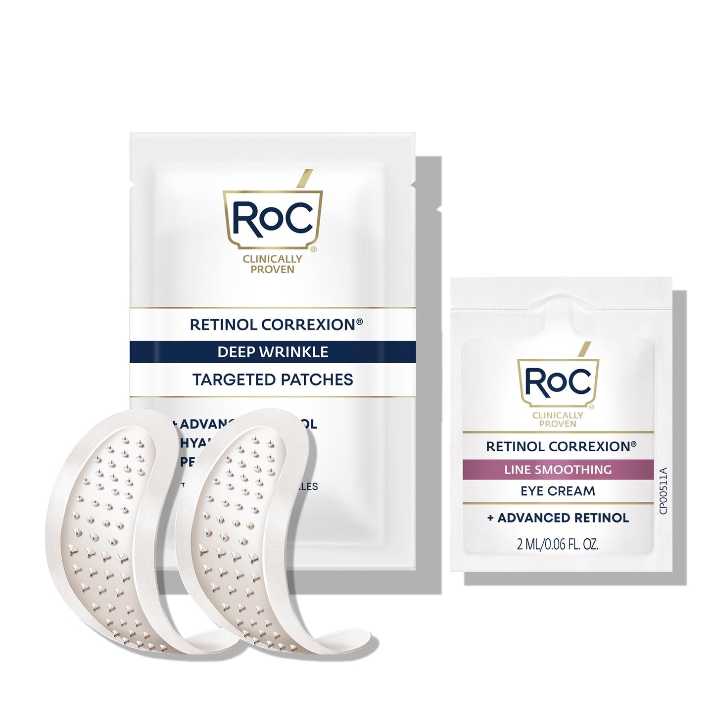 RoC Retinol Correxion Deep Wrinkle Non-Invasive Targeted Patches with Hyaluronic Acid + Firming Peptides for Forehead, 11 Lines - Maple Wellness Supplements