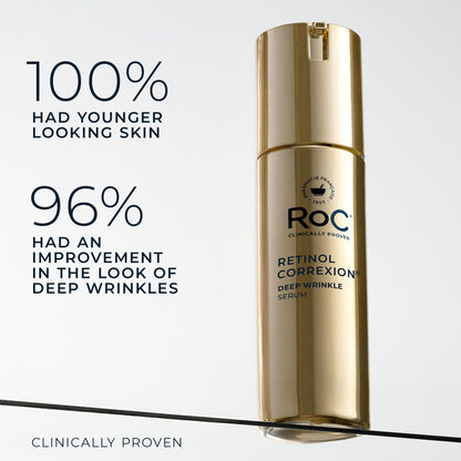 RoC Retinol Correxion Deep Wrinkle Retinol Face Serum with Ascorbic Acid, Anti-Aging Treatment for Fine Lines, Dark Spots - Maple Wellness Supplements