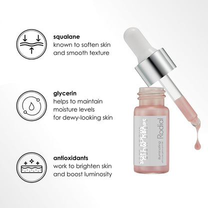 Rodial Soft Focus Glow Booster Drops 0.3 Deluxe fl oz, Illuminating Skin Serum with Glycerin and Antioxidants, Perfectioning and Smoothing Dewy Makeup Base, Weightless Formula - Maple Wellness Supplements