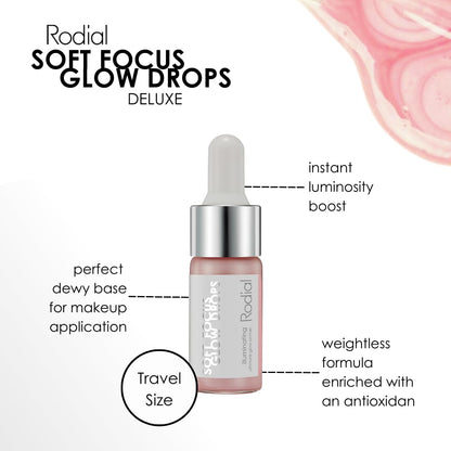 Rodial Soft Focus Glow Booster Drops 0.3 Deluxe fl oz, Illuminating Skin Serum with Glycerin and Antioxidants, Perfectioning and Smoothing Dewy Makeup Base, Weightless Formula - Maple Wellness Supplements