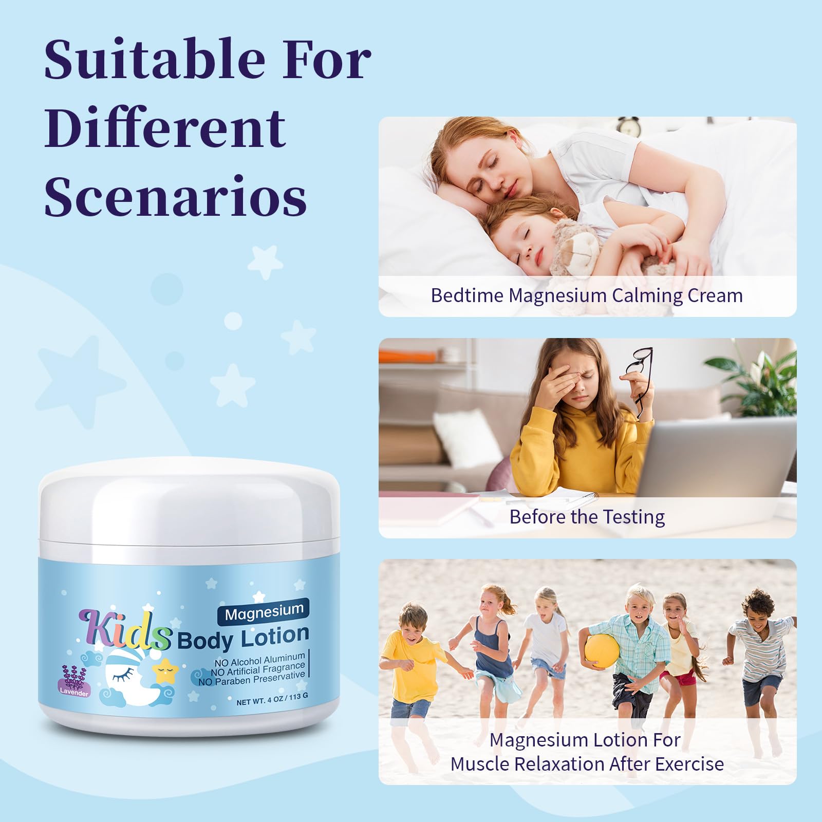 RodPere Magnesium Lotion for Kids & Babies, Bedtime Magnesium Cream for Sleep, Leg Cramps, Lavender Calming Magnesium Oil Lotion for Bone & Muscle Relaxation, Apply to Feet, Legs, Body, 4 OZ. - Maple Wellness Supplements