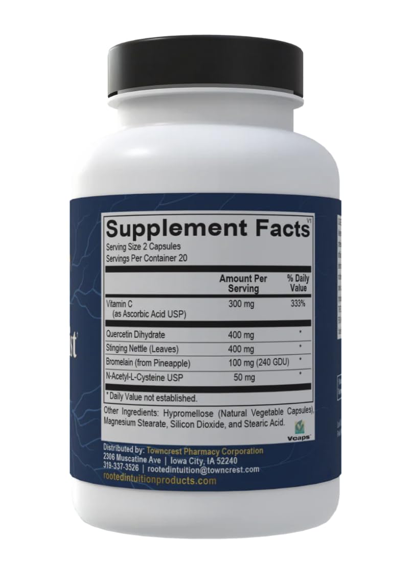 Rooted Intuition Hist Assist | Seasonal Sinus & Immune Balance Formula | Quercetin Bromelain NAC Nettle | Non-GMO Gluten Free | 40 Capsules - Maple Wellness Supplements
