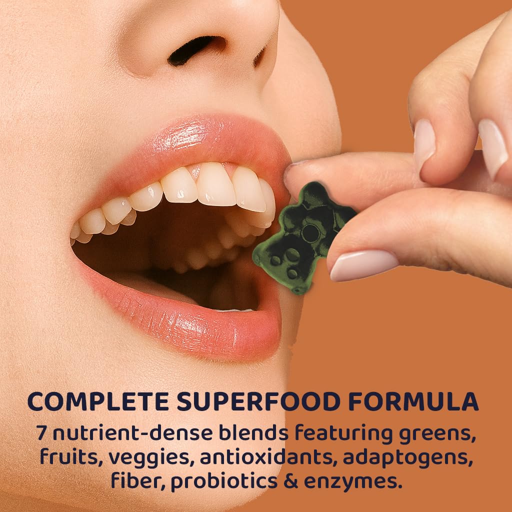 ROOTI Greens + Superfoods Gummies for Adults – 7-in-1 Whole Food Supplement, Spirulina, Lion’s Mane, Probiotics, Fiber & Digestive Enzymes Vegan, Sugar-Free, - Maple Wellness Supplements