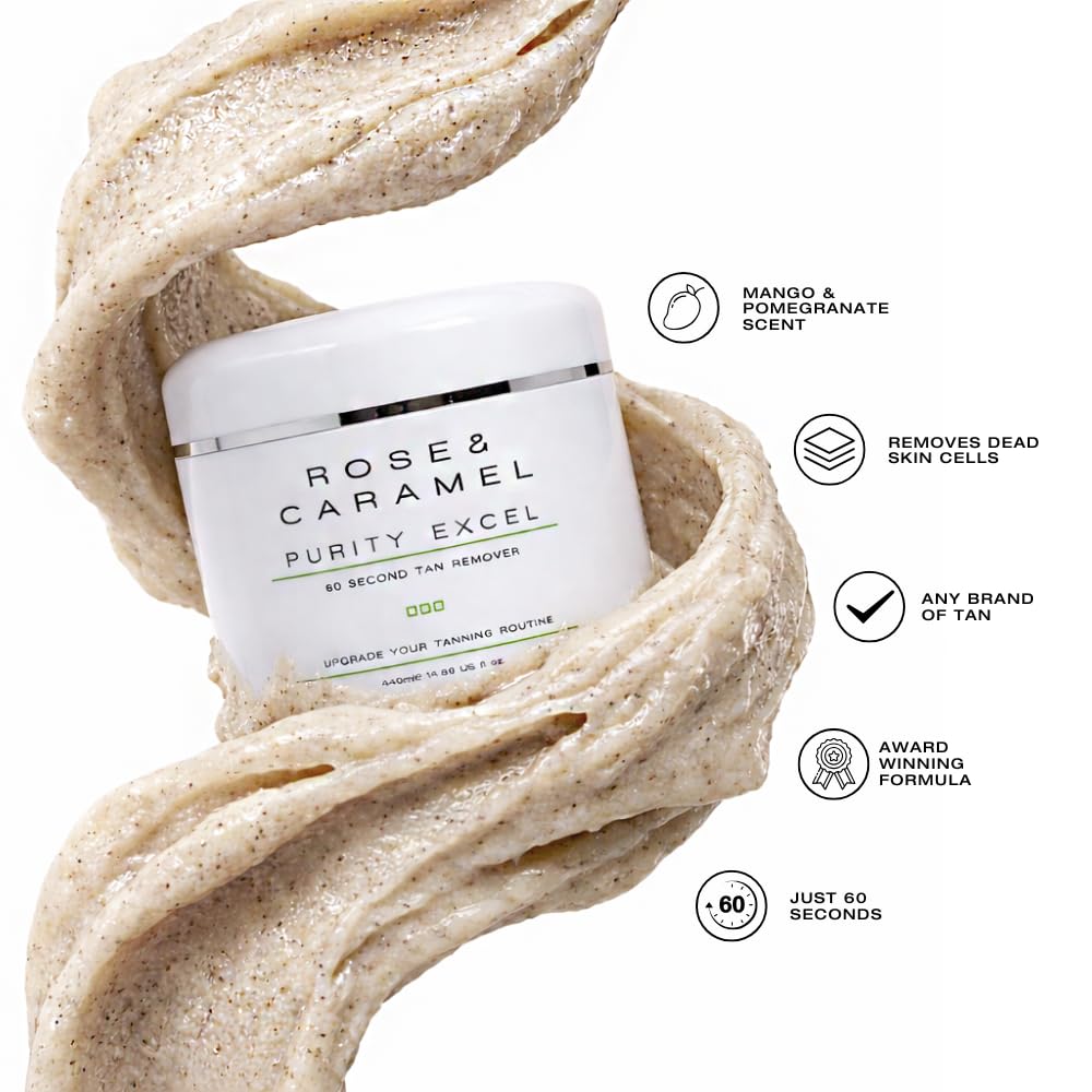Rose & Caramel Purity Excel 60 Second Miracle Express Self Tan Remover & Exfoliating Tan Eraser Body Scrub 14.89 Fl Oz (440ml) - Maple Wellness Supplements