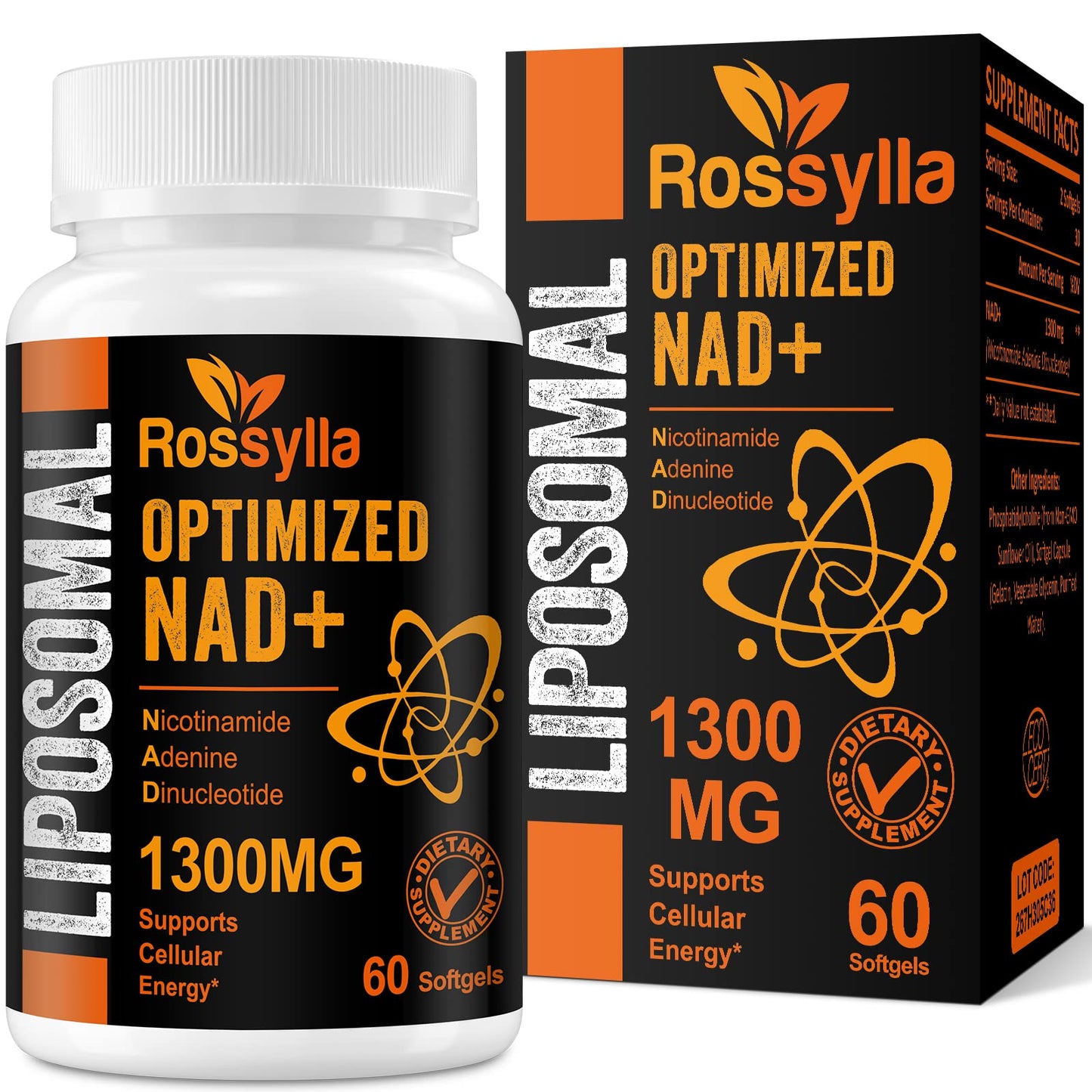 Rossylla 1300 MG Liposomal NAD+ Supplement | Highest Absorption | Purest NAD Supplemet to Boost NAD+ Effetively | Boosting NAD+ Supplement for Aging Defese, Cellular Energy, Longevity | 120 Count - Maple Wellness Supplements