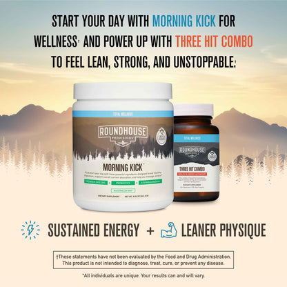 ROUNDHOUSE PROVISION Morning Kick by Chuck Norris - Watermelon Mint Flavor - Greens Superfood Powder with Probiotics, Collagen Peptides & Ashwagandha to Help Support Gut & Joint Health, 3 Pack - Maple Wellness Supplements