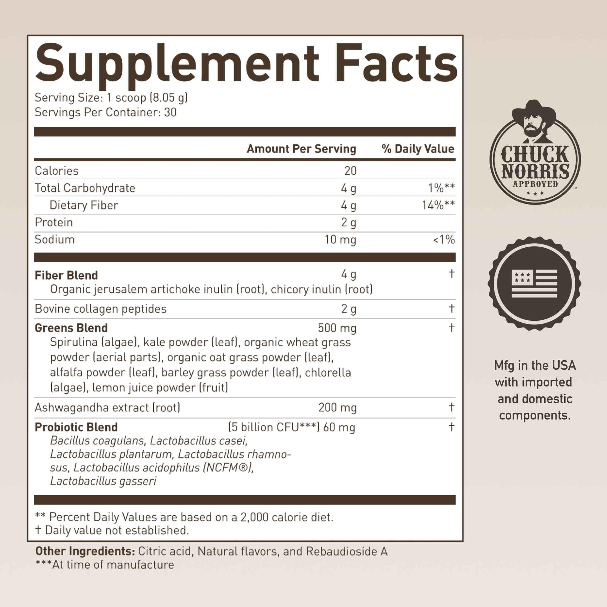 ROUNDHOUSE PROVISION Morning Kick by Chuck Norris - Watermelon Mint Flavor - Greens Superfood Powder with Probiotics, Collagen Peptides & Ashwagandha to Help Support Gut & Joint Health, 3 Pack - Maple Wellness Supplements