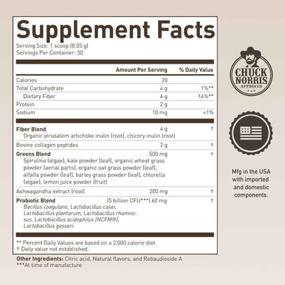 ROUNDHOUSE PROVISION Morning Kick by Chuck Norris - Watermelon Mint Flavor - Greens Superfood Powder with Probiotics, Collagen Peptides & Ashwagandha to Help Support Gut & Joint Health, 3 Pack - Maple Wellness Supplements