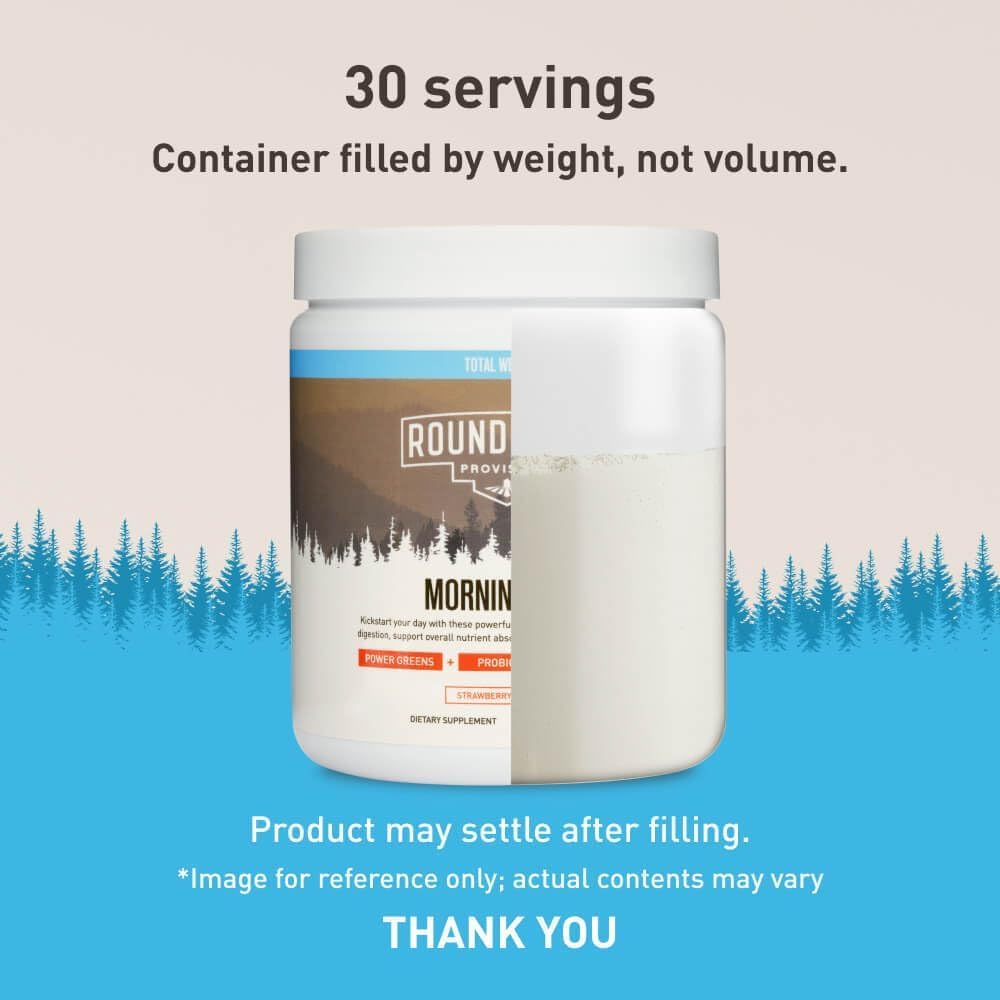 ROUNDHOUSE PROVISION Morning Kick, Zero Sugar Greens Superfood Powder Supplement with Ashwagandha, Collagen, Probiotics, Debloat Drink - Maple Wellness Supplements