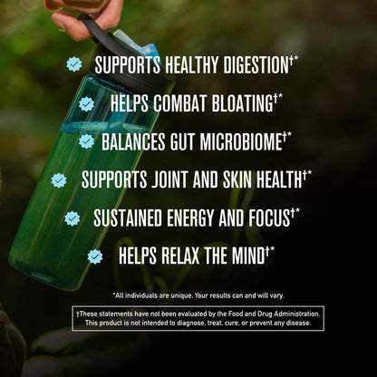 ROUNDHOUSE PROVISION Morning Kick, Zero Sugar Greens Superfood Powder Supplement with Ashwagandha, Collagen, Probiotics, Debloat Drink - Maple Wellness Supplements