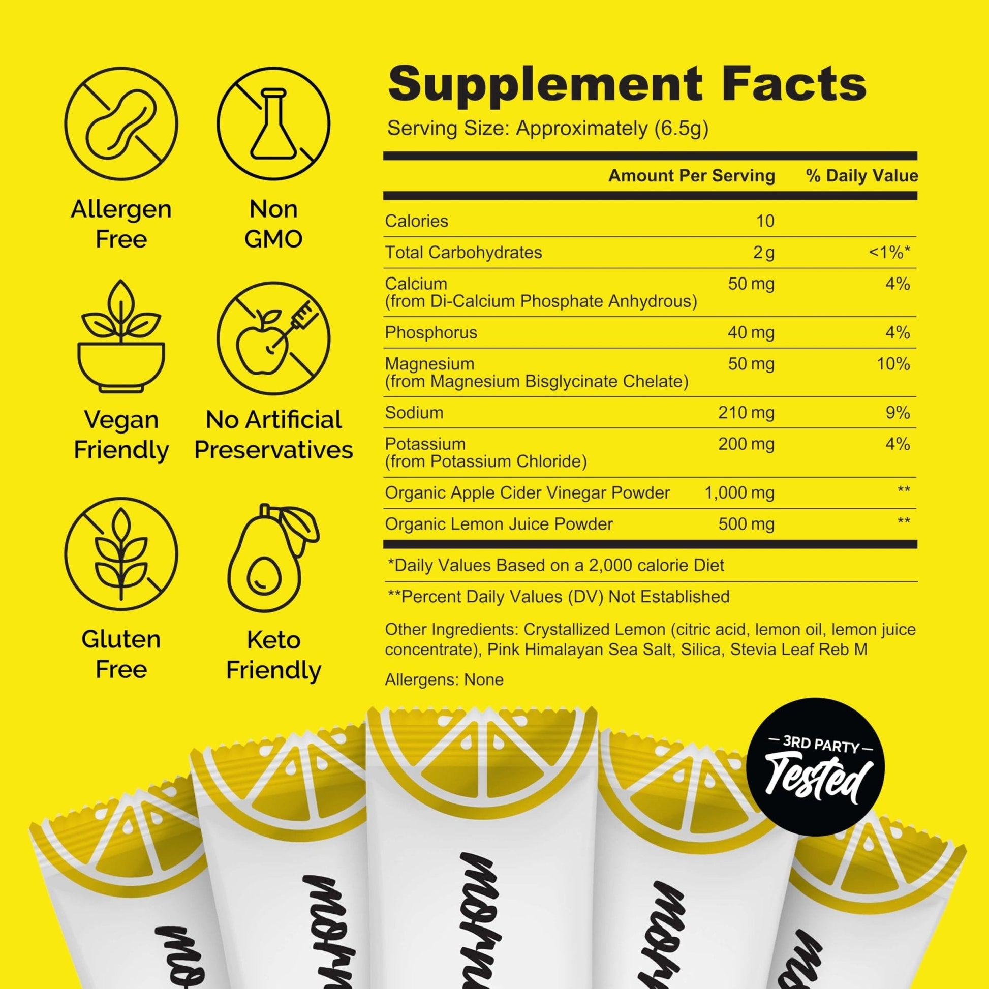 ROUTINE Morning Daily Hydration | Electrolyte Powder Packets | Lemon, Apple Cider Vinegar & Sea Salt Drink Mix | Sugar-Free, Keto & Paleo-Friendly | 3rd-Party - Maple Wellness Supplements