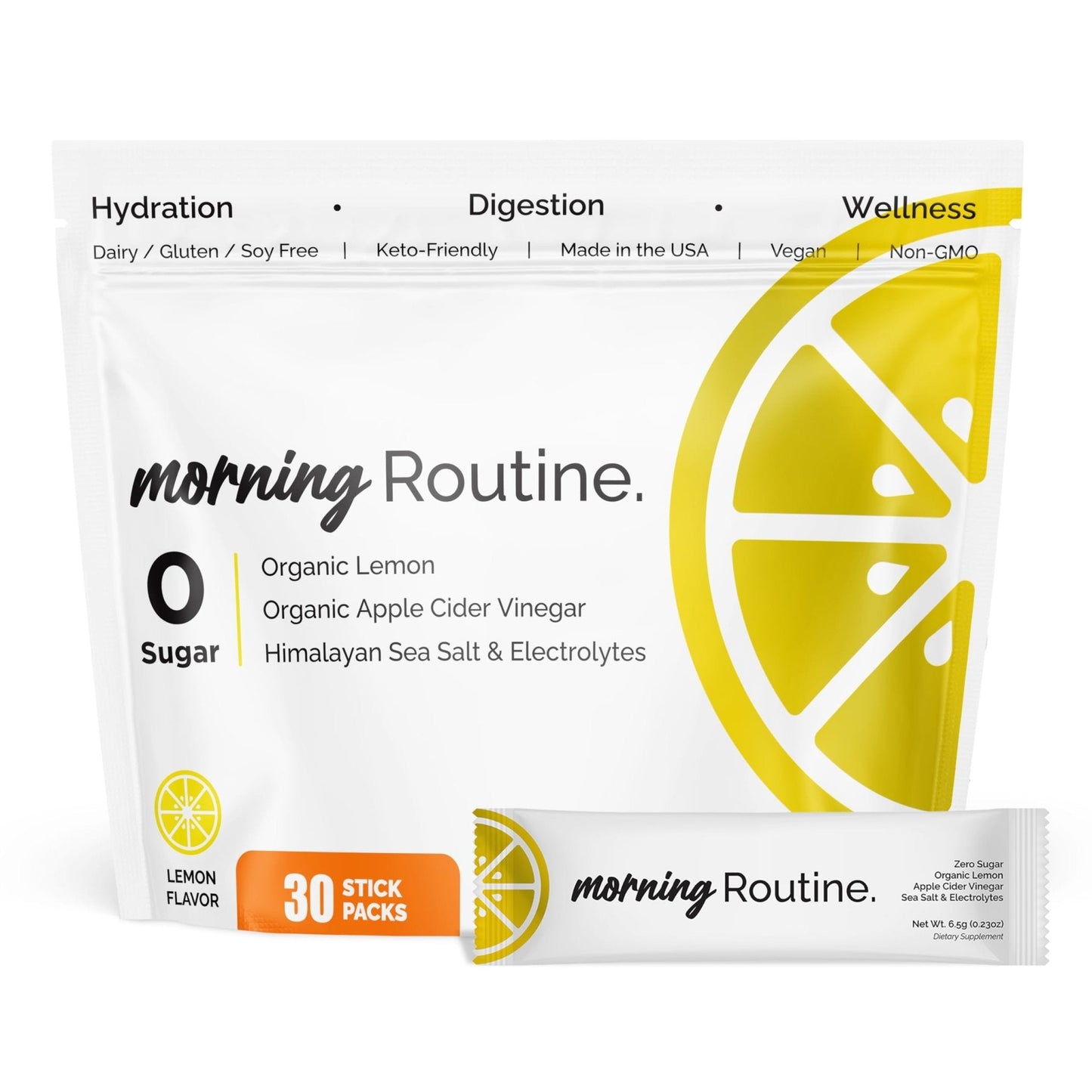 ROUTINE Morning Daily Hydration | Electrolyte Powder Packets | Lemon, Apple Cider Vinegar & Sea Salt Drink Mix | Sugar-Free, Keto & Paleo-Friendly | 3rd-Party - Maple Wellness Supplements