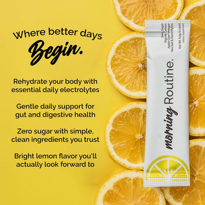 ROUTINE Morning Daily Hydration | Electrolyte Powder Packets | Lemon, Apple Cider Vinegar & Sea Salt Drink Mix | Sugar-Free, Keto & Paleo-Friendly | 3rd-Party - Maple Wellness Supplements