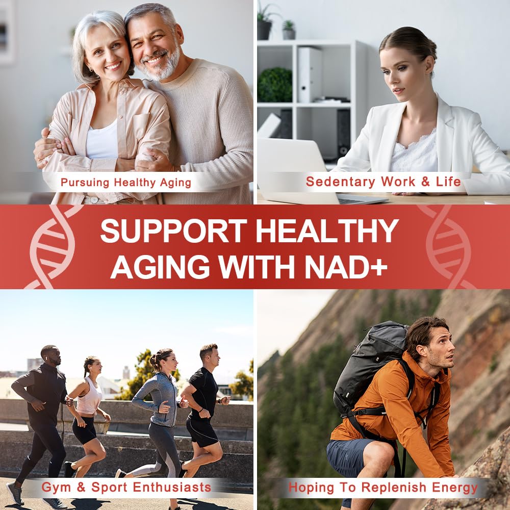 Royalee NAD Supplement 1200mg Synergistic Blend with Nicotinamide Riboside, PQQ & Resveratrol - Premium Anti-Aging Supplement for Cellular Energy, Mental Clarity and Longevity (30 Packets)1 - Maple Wellness Supplements