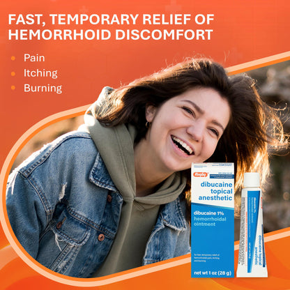 Rugby Dibucaine Topical Anesthetic 1% Hemorrhoid Ointment - Pain Relief Cream for Itching and Burning, Hemorrhoid Treatment, Anti Itch Cream 1 Oz (3 Pack) - Maple Wellness Supplements