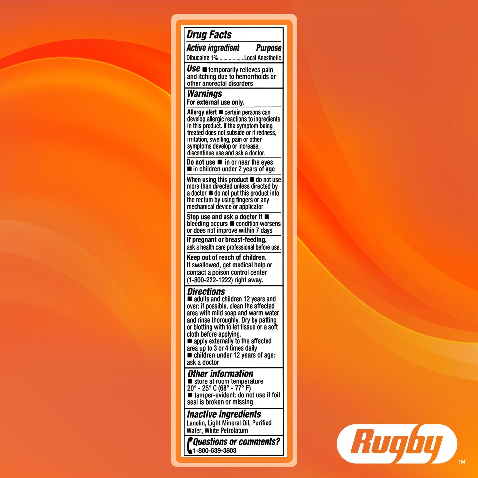 Rugby Dibucaine Topical Anesthetic 1% Hemorrhoid Ointment - Pain Relief Cream for Itching and Burning, Hemorrhoid Treatment, Anti Itch Cream 1 Oz (3 Pack) - Maple Wellness Supplements