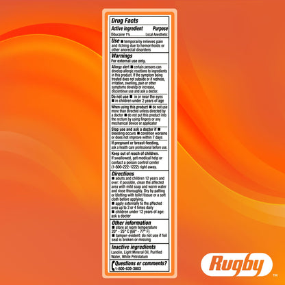 Rugby Dibucaine Topical Anesthetic 1% Hemorrhoid Ointment - Pain Relief Cream for Itching and Burning, Hemorrhoid Treatment, Anti Itch Cream 1 Oz (3 Pack) - Maple Wellness Supplements