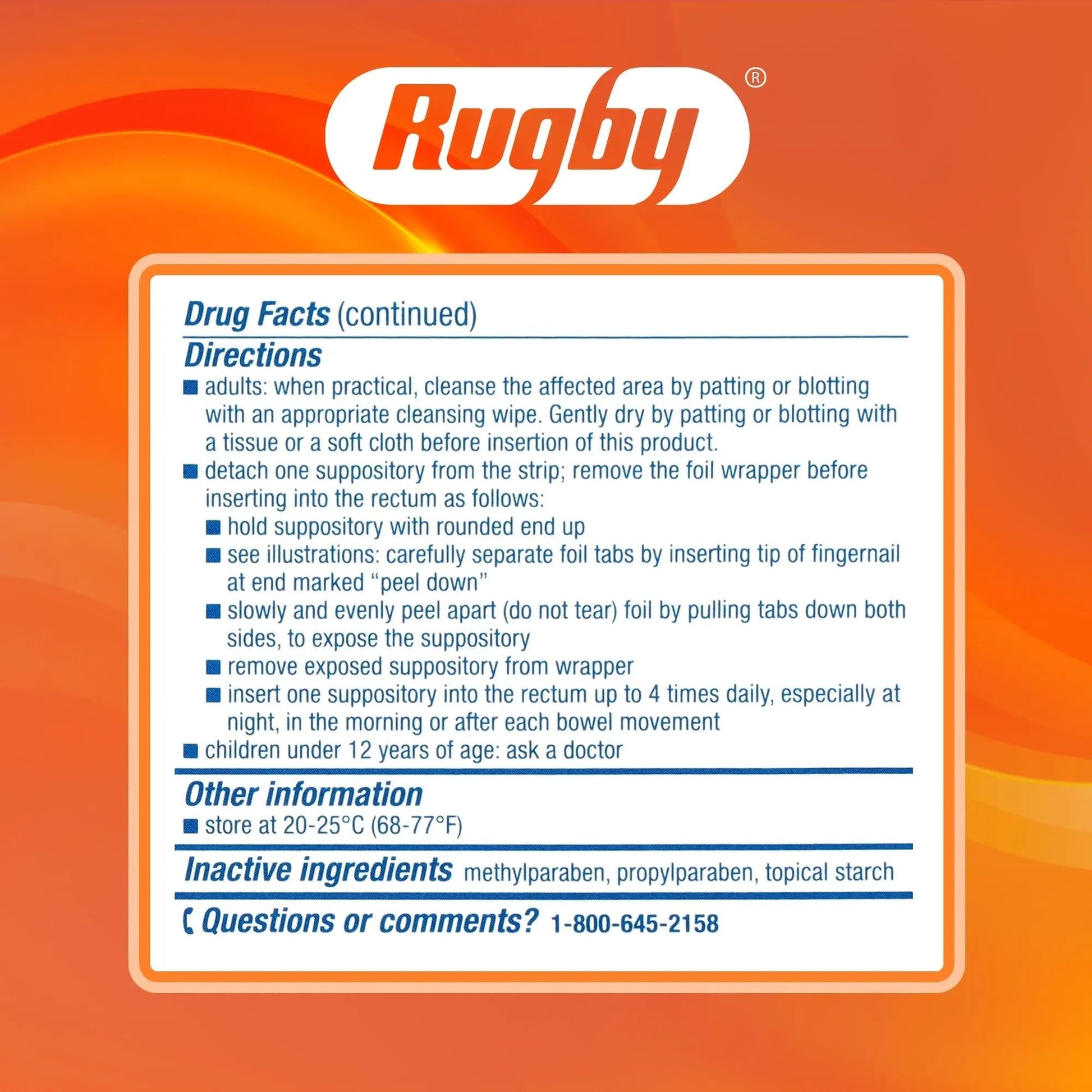 Rugby Hemorrhoidal Suppositories - Soothing and Shrinking Action for Internal Hemorrhoids with Cocoa Butter and Phenylephrine HCl, Easy Open Design - 12 Count - Maple Wellness Supplements