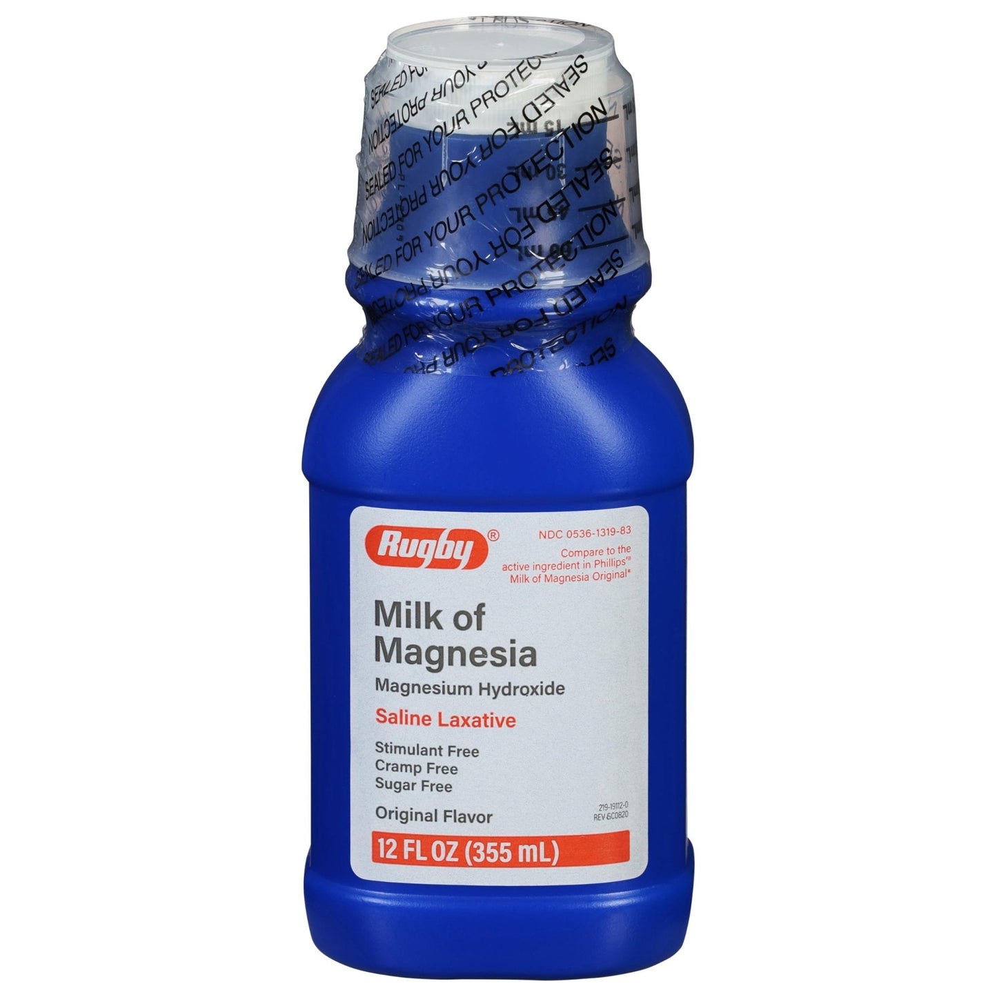 Rugby Milk of Magnesia Magnesium Hydroxide Saline Laxative – Stimulant, Cramp & Sugar-Free - Original Flavor – 12 Fl Oz - Maple Wellness Supplements