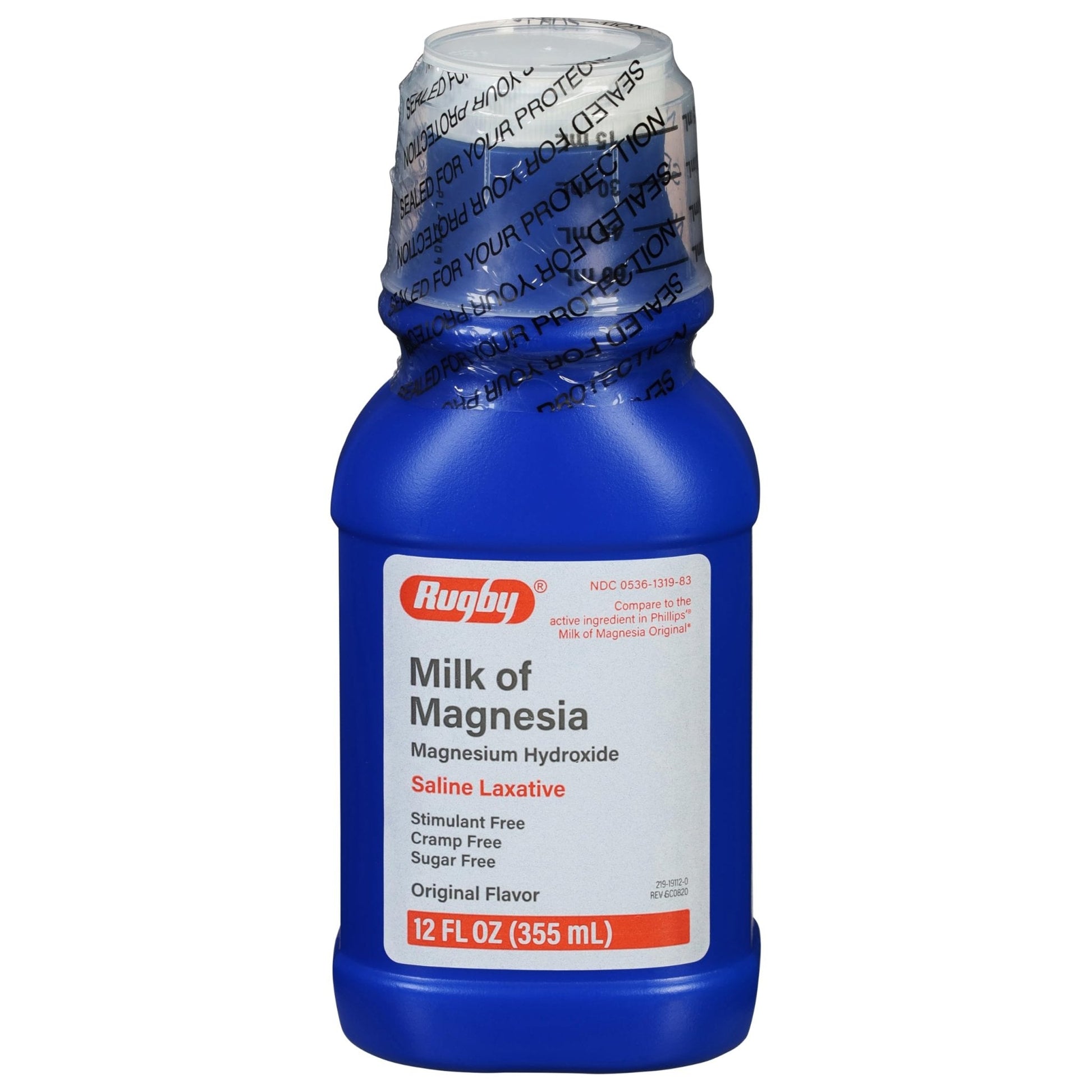 Rugby Milk of Magnesia Magnesium Hydroxide Saline Laxative – Stimulant, Cramp & Sugar-Free - Original Flavor – 12 Fl Oz - Maple Wellness Supplements