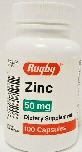 Rugby Zinc 50 mg (Zinc Sulfate 220mg) 100 Capsules Each - Maple Wellness Supplements