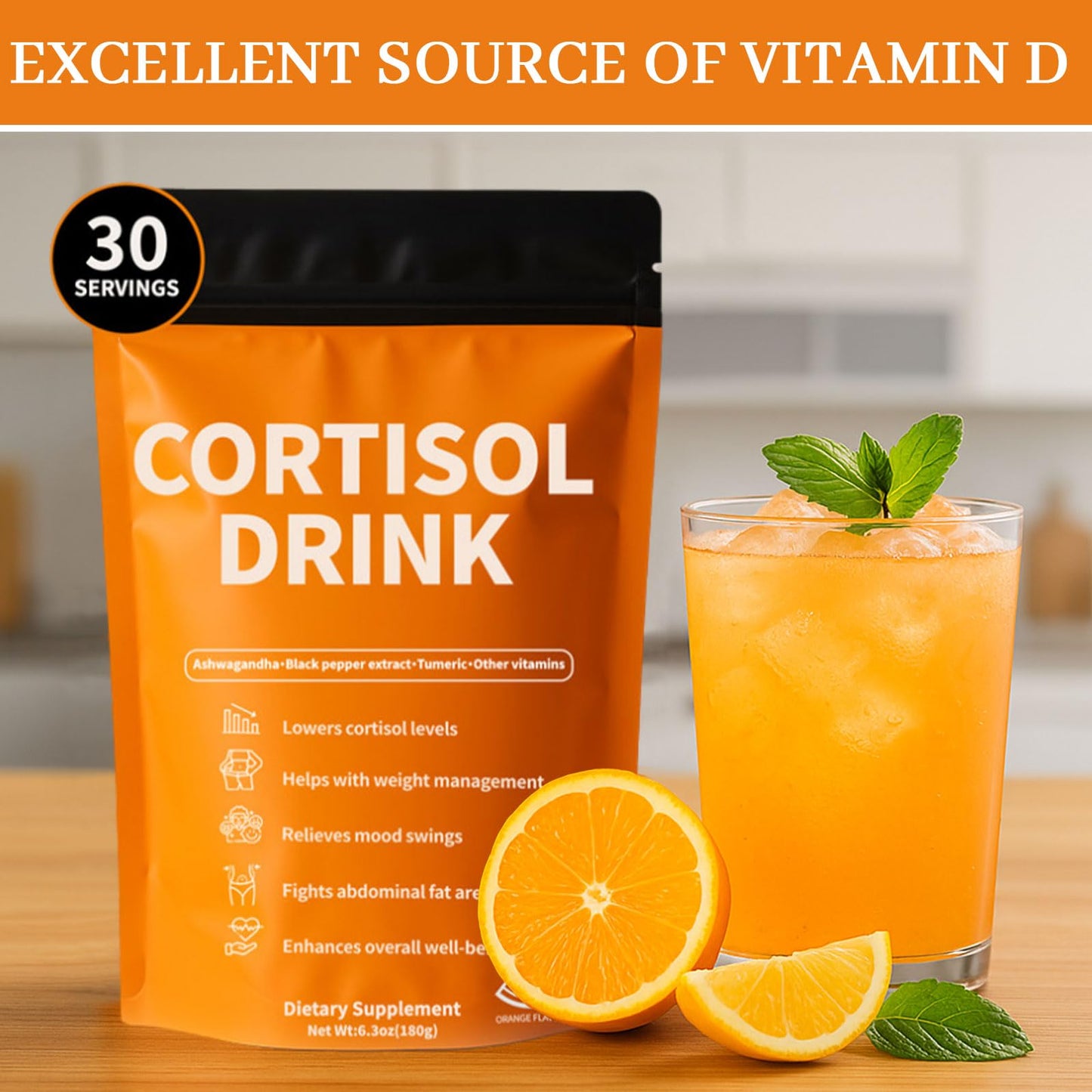 Rulinal Cortisol Drink Powder | Cortisol Supplements for Women | Ashwagandha, L-Theanine, Turmeric Root, Black Pepper Extract for Relax & Focus, Healthy Cortisol Levels, Mental Clarity, Vegan, 6.3oz - Maple Wellness Supplements