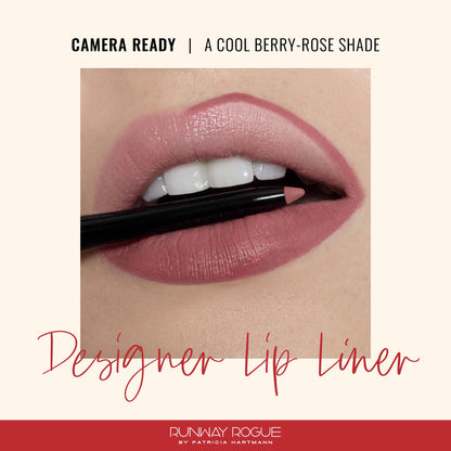Runway Rogue Designer Liner Lip Pencil, Matte Cool Berry-Rose Lip Liner Pencil and Lip Liner Sharpener, ‘Camera Ready’ - Maple Wellness Supplements