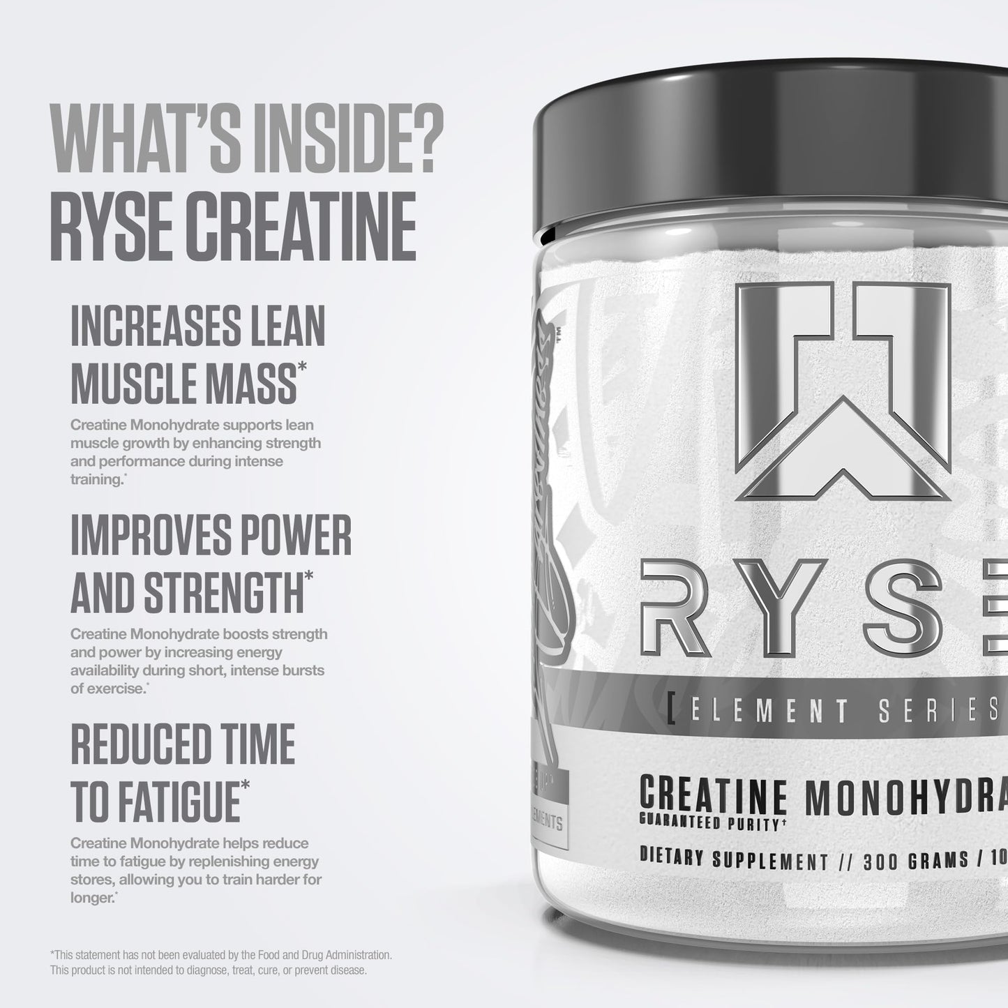RYSE Creatine Monohydrate Powder - Unflavored - Supports Men & Women Lean Muscle Growth, Strength, Power, and Endurance - Helps Reduce Fatigue - Maple Wellness Supplements