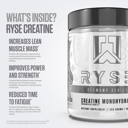 RYSE Creatine Monohydrate Powder - Unflavored - Supports Men & Women Lean Muscle Growth, Strength, Power, and Endurance - Helps Reduce Fatigue - Maple Wellness Supplements