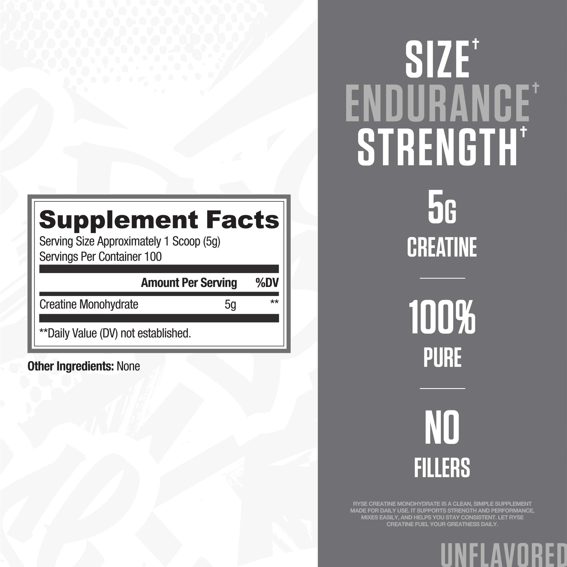 RYSE Creatine Monohydrate Powder - Unflavored - Supports Men & Women Lean Muscle Growth, Strength, Power, and Endurance - Helps Reduce Fatigue and Improve Workout Recovery - 100 Servings. - Maple Wellness Supplements
