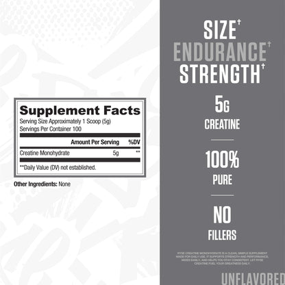 RYSE Creatine Monohydrate Powder - Unflavored - Supports Men & Women Lean Muscle Growth, Strength, Power, and Endurance - Helps Reduce Fatigue and Improve Workout Recovery - 100 Servings. - Maple Wellness Supplements