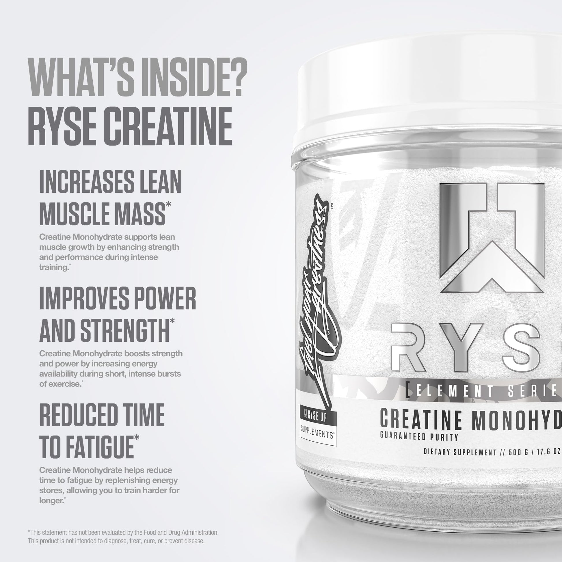 RYSE Creatine Monohydrate Powder - Unflavored - Supports Men & Women Lean Muscle Growth, Strength, Power, and Endurance - Helps Reduce Fatigue and Improve Workout Recovery - 100 Servings. - Maple Wellness Supplements