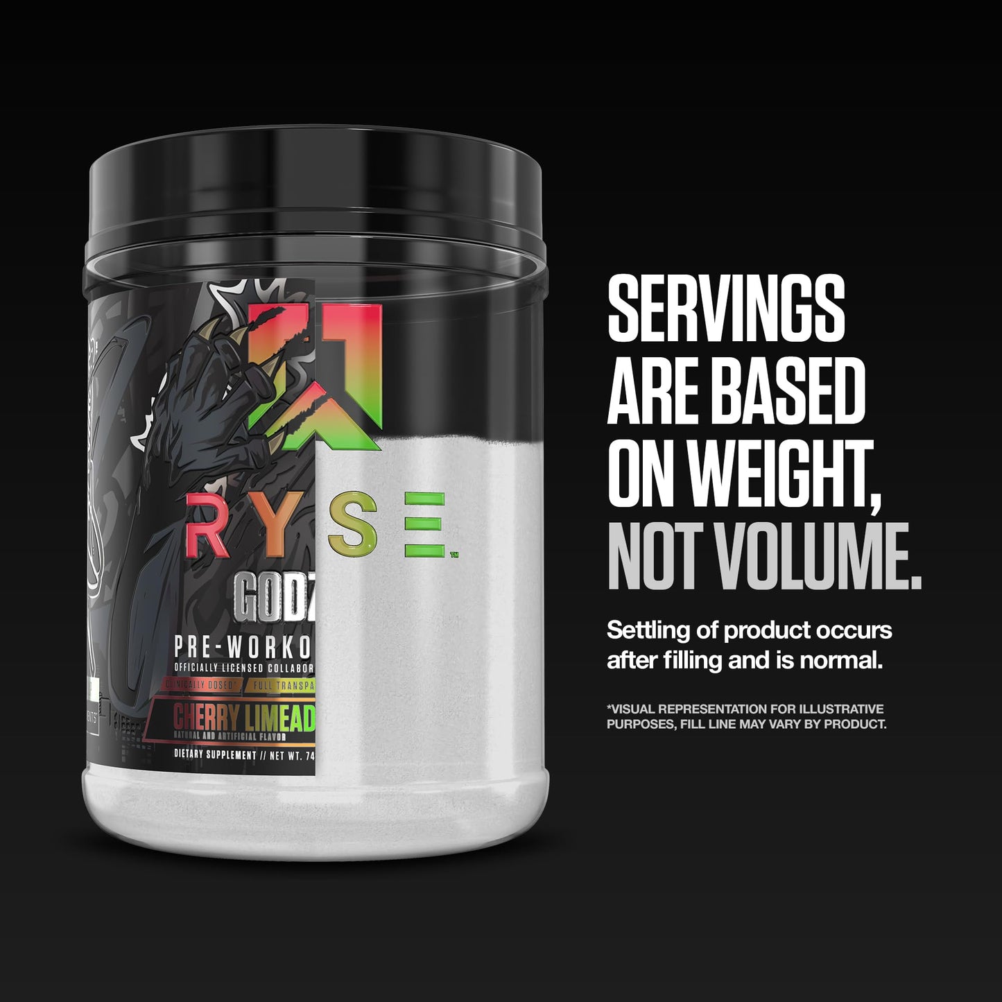 RYSE Godzilla X Noel Deyzel Pre Workout Powder - Monsterberry Lime - 400mg Caffeine, High Stim Pre-Workout for Men & Women with Citrulline & Beta Alanine - Energy, Pump & Focus - 20/40 Servings - Maple Wellness Supplements