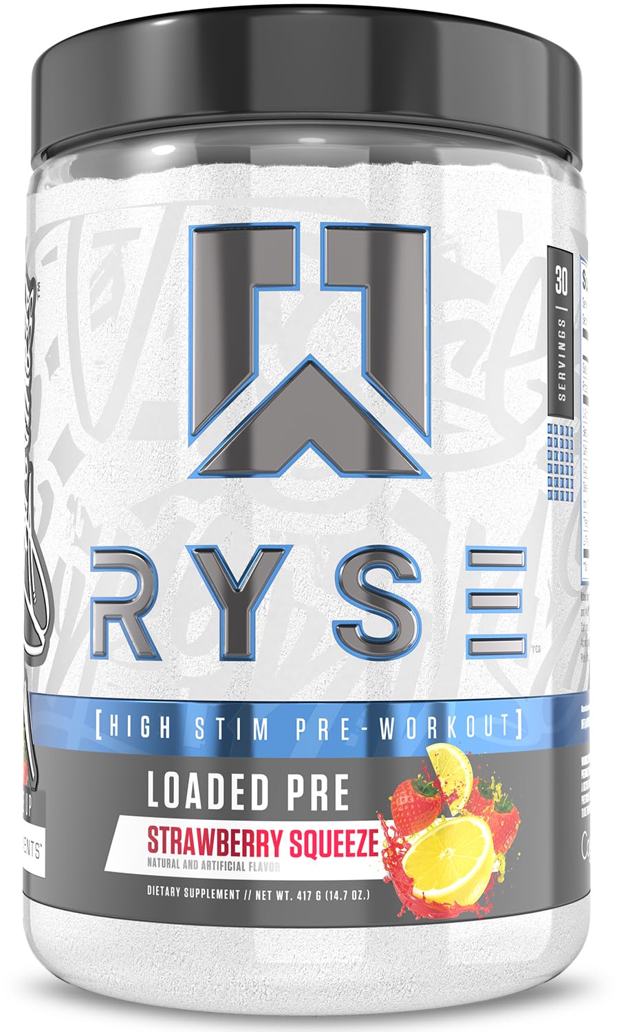 RYSE Loaded Pre Workout Powder - Strawberry Squeeze - Daily Pre-Workout for Men & Women with 390mg Caffeine, Beta Alanine, and Citrulline for Pump - Maple Wellness Supplements