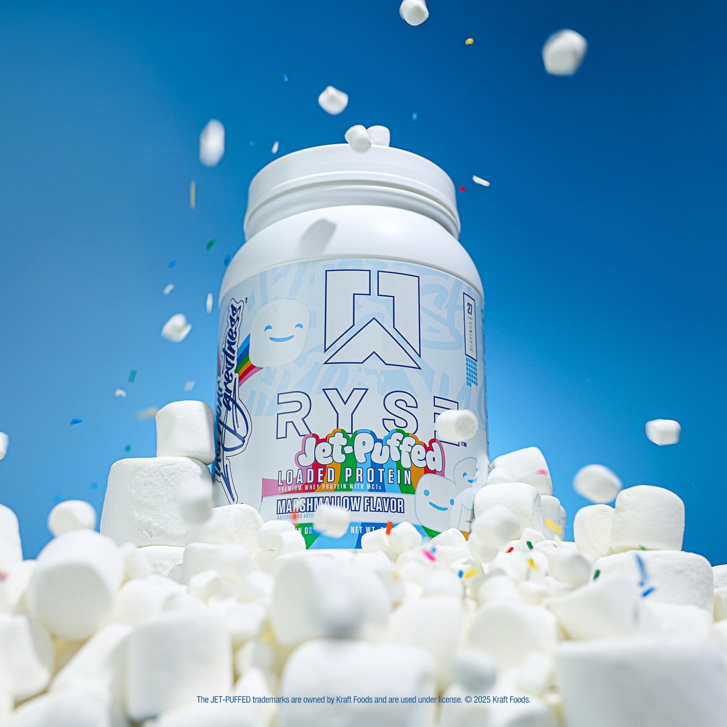 RYSE Loaded Protein Powder - Jet-Puffed Marshmallow - 25g Whey Protein Isolate & Concentrate with Prebiotic Fiber & MCTs - Low Carb, Low Sugar, Digestive-Friendly - 27 Servings / 2 lb Tub - Maple Wellness Supplements