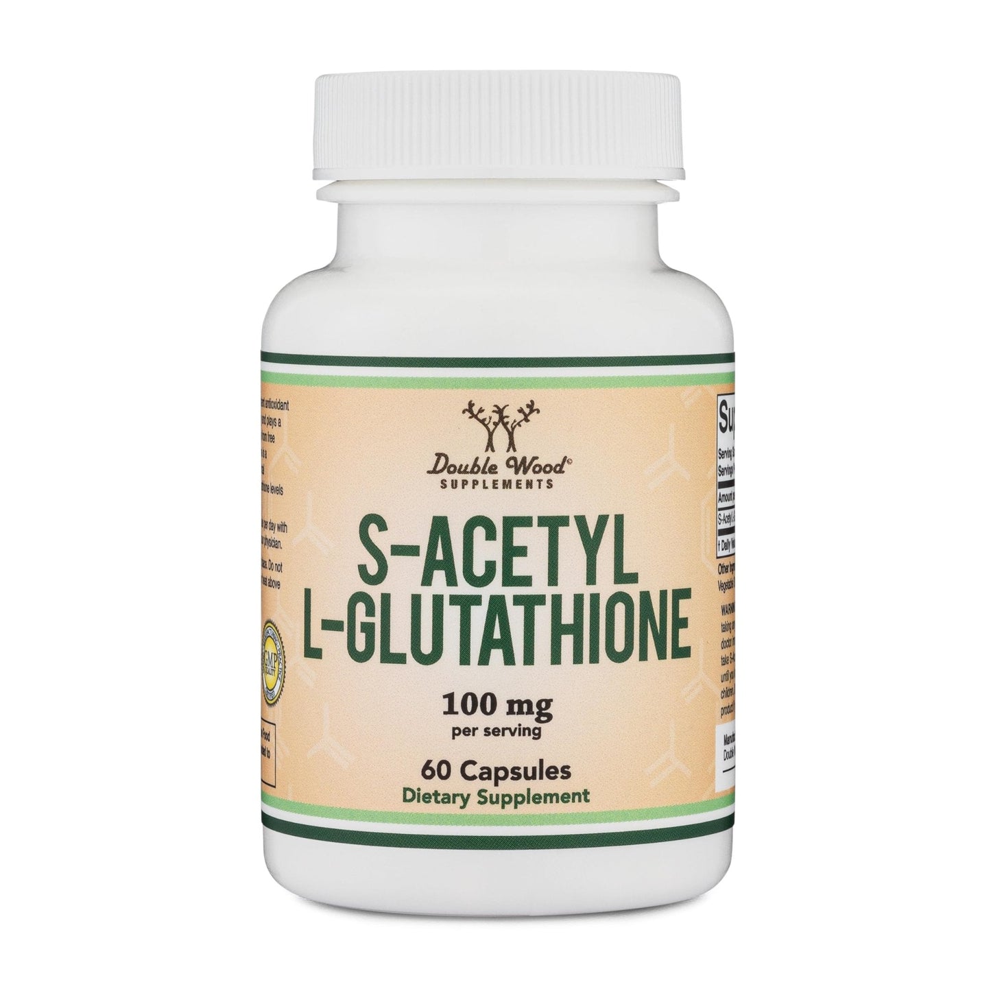 S-Acetyl L-Glutathione Capsules - 100mg, 60 Count (Acetylated Glutathione Antioxidant - More Absorbable Than Glutathione and Liposomal Glutathione, Non-GMO and Gluten Free) by Double Wood - Maple Wellness Supplements