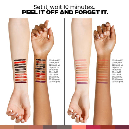 Sacheu Lip Liner STAY-N Peel Off Lip Stain — Long Lasting Waterproof Lip Tint with Hyaluronic Acid & Vitamin E — Transfer Proof Matte Finish, Vegan & Cruelty-Free (p-INKED) - Maple Wellness Supplements