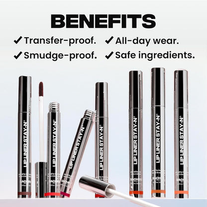 Sacheu Lip Liner STAY-N Peel Off Lip Stain — Long Lasting Waterproof Lip Tint with Hyaluronic Acid & Vitamin E — Transfer Proof Matte Finish, Vegan & Cruelty-Free (p-INKED) - Maple Wellness Supplements