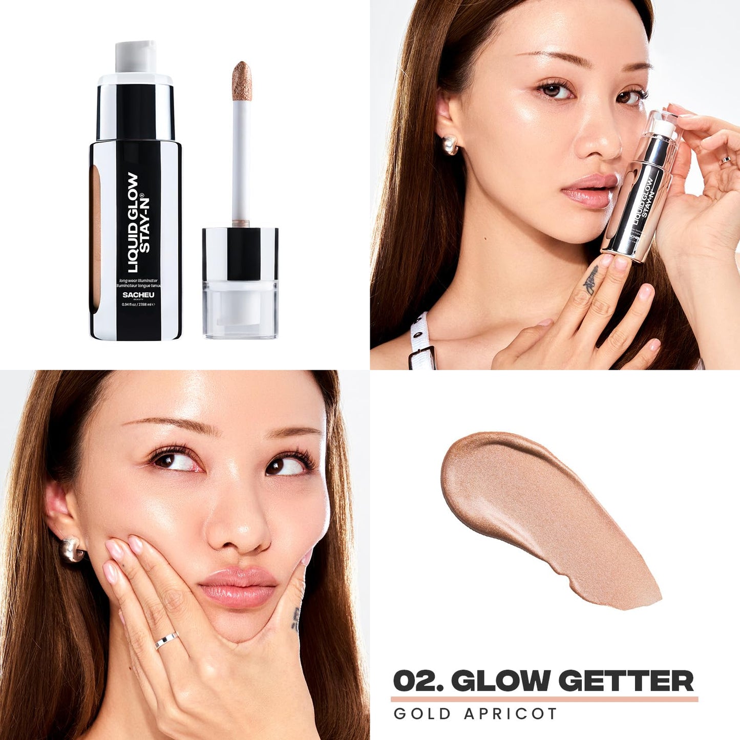 Sacheu Liquid Glow STAY-N Liquid Highlighter & Illuminator Makeup — 30ml Long Lasting Luminous Glow Lightweight Dewy Finish, Glow Getter - Maple Wellness Supplements