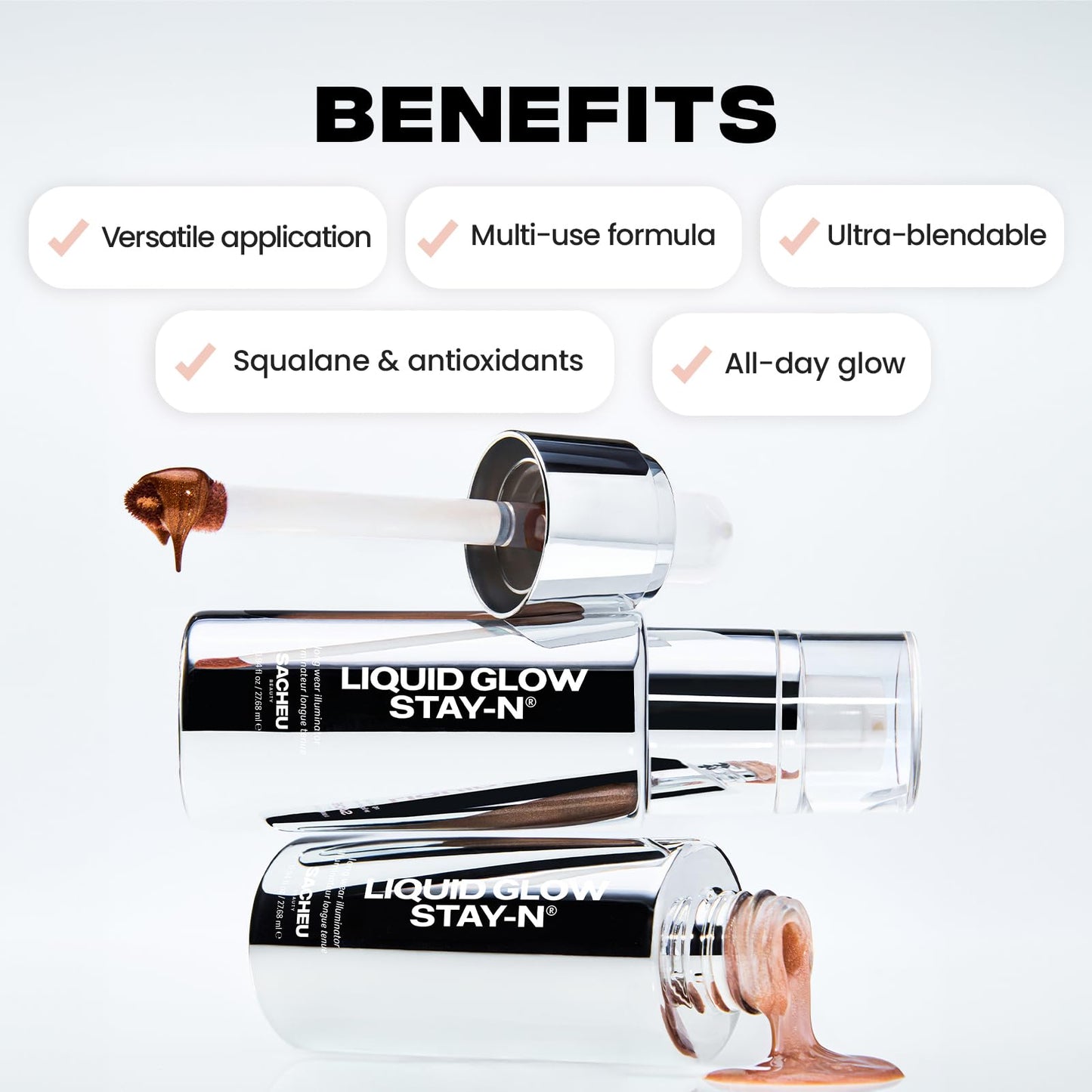 Sacheu Liquid Glow STAY-N Liquid Highlighter & Illuminator Makeup — 30ml Long Lasting Luminous Glow Lightweight Dewy Finish, Glow Getter - Maple Wellness Supplements