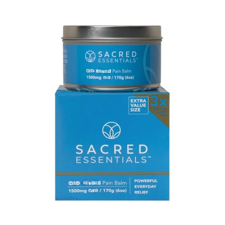 Sacred Essentials™ Extra Strength Hemp Cream, 6 oz, 1500 mg - Ideal for Muscles, HIPS, Joints, Neck, Back, Elbows, Fingers, Hands, and Knees. Made in USA - Maple Wellness Supplements