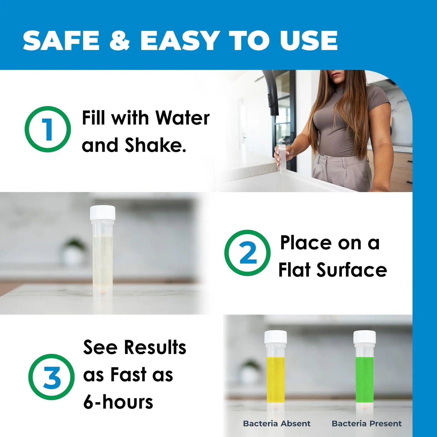 Safe Home® DIY Bacteria in Water Test Kit – Results as Fast as 6 Hours – Detects 50 Different Species of Coliform Bacteria – EPA Lab Certified – Made in the USA – (1 Pack) - Maple Wellness Supplements